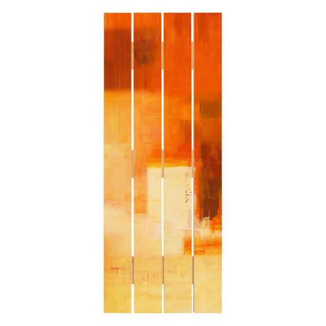 Impression sur bois Composition en orange et brun 03