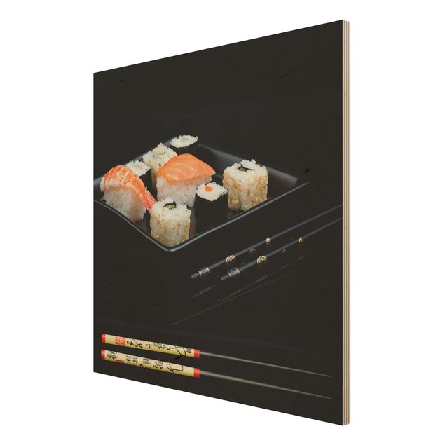 Tableaux Assiette de Sushi avec baguettes noires