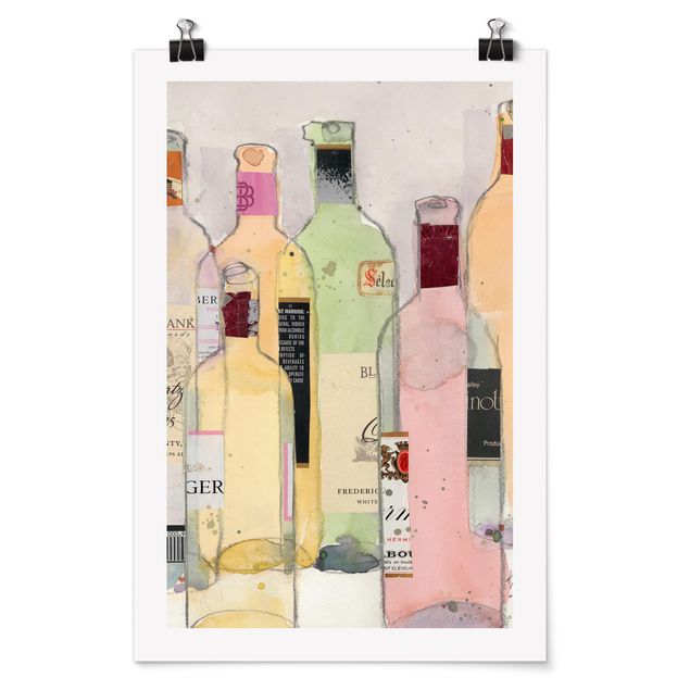 Posters Bouteilles de vin à l'aquarelle I