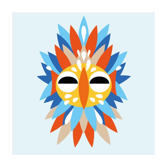 tapis multicolore Collage masque ethnique - Perroquet