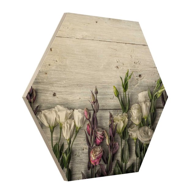 Tableaux bois Tulip Rose Shabby Wood Look