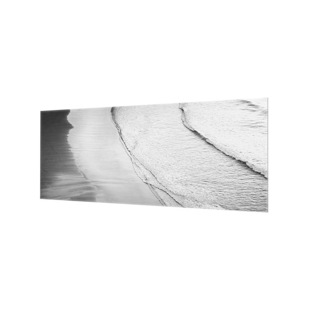 Fonds de hotte - Soft Waves On The Beach Black And White - Panorama 5:2