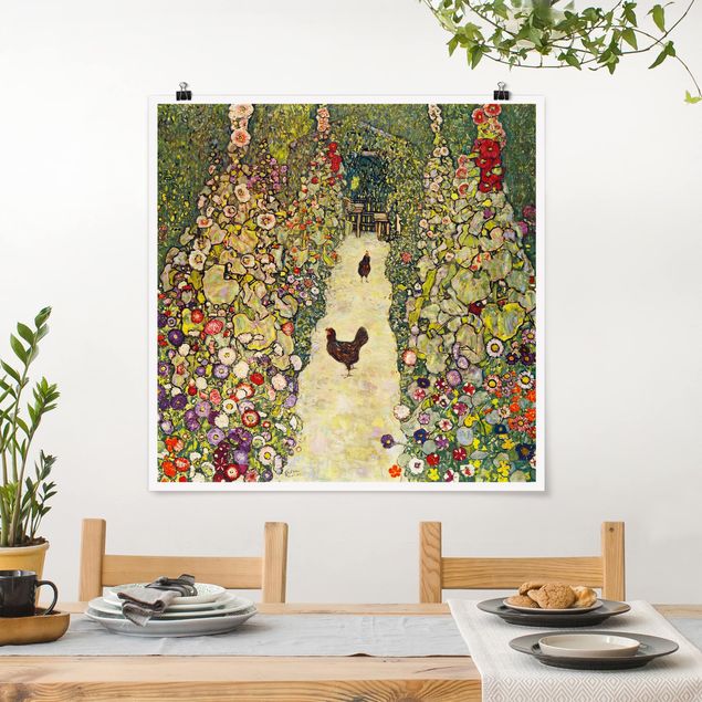 Tableaux art nouveau Gustav Klimt - Chemin de jardin avec poules
