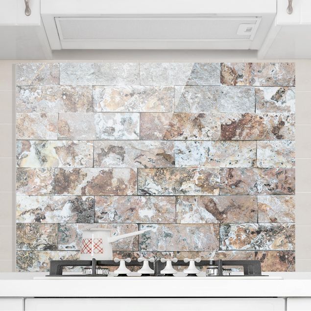 Déco murale cuisine Mur de pierre naturelle en marbre