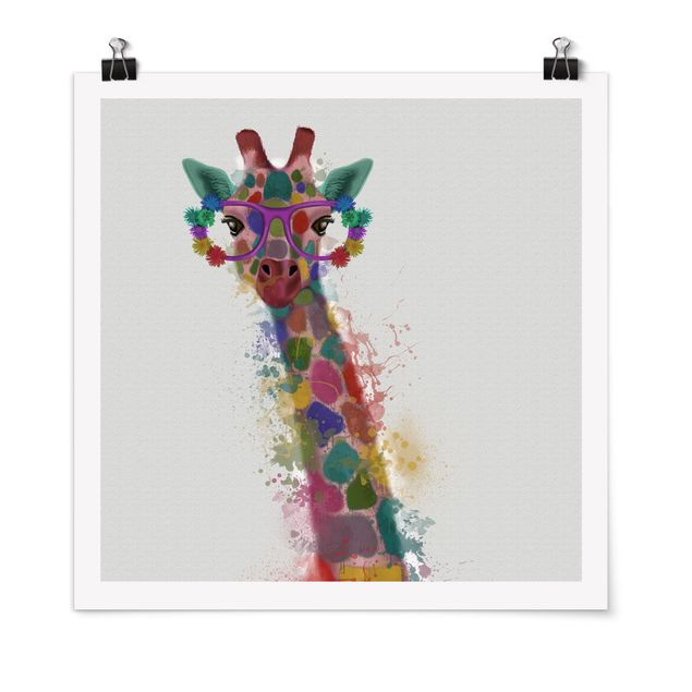 Tableaux modernes Taches arc-en-ciel Trio de Girafe