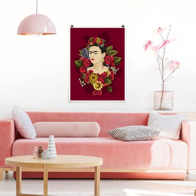 Tableau papillons Frida Kahlo - Roses