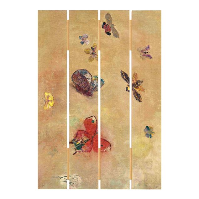 Tableaux bois Odilon Redon - Papillons colorés