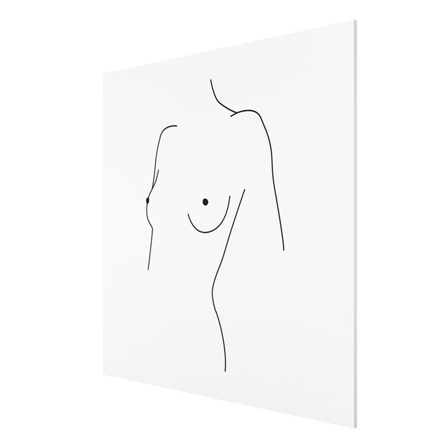 Tableaux moderne Line Art Femme Nue Buste Noir Et Blanc
