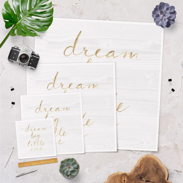 Poster - Wooden Wall White - Dream Big
