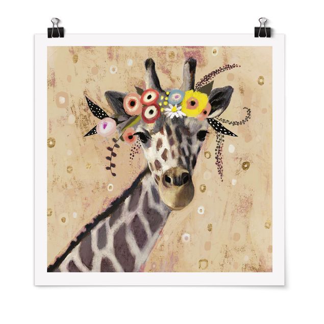Tableau moderne Klimt Girafe