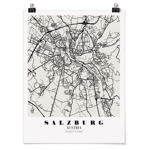 Tableau carte du monde Plan de ville de Salzbourg - Classique