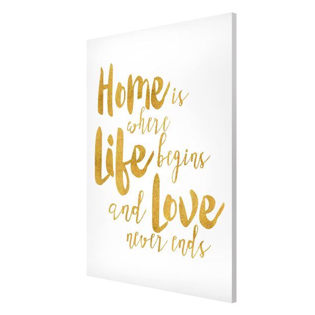 Tableau famille deco Home Is Where Life Begins Gold