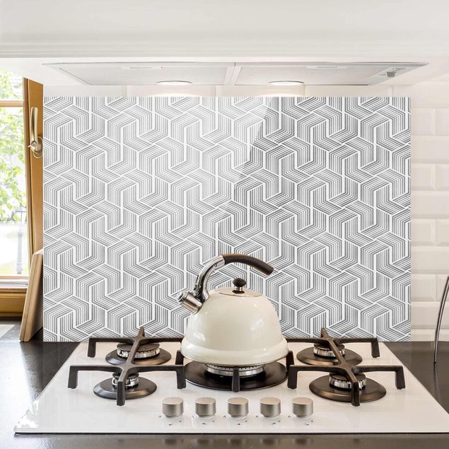 Déco murale cuisine 3D Pattern With Stripes In Silver