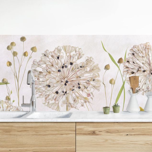 Déco mur cuisine Illustration d'Allium et d'Helenium