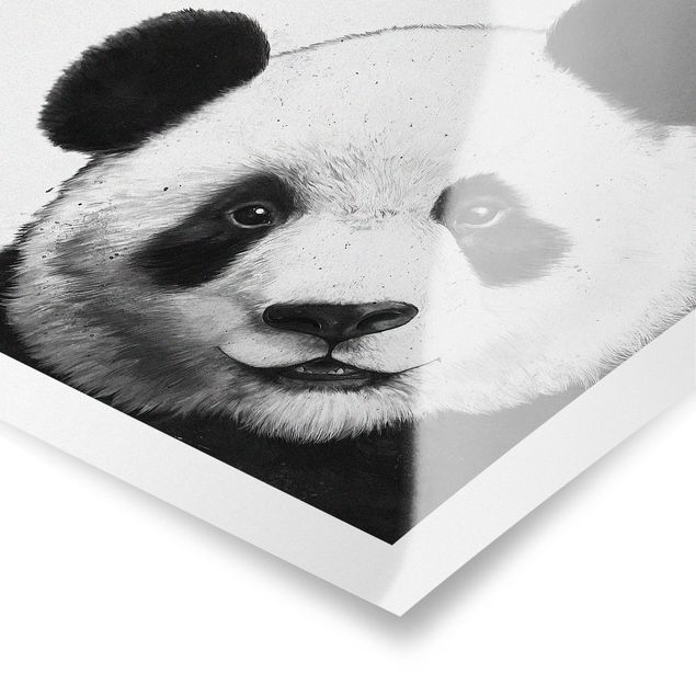Cadre animaux Illustration Panda Dessin Noir Et Blanc