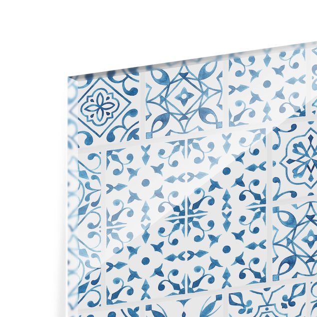 Fond de hotte - Tile pattern Blue White