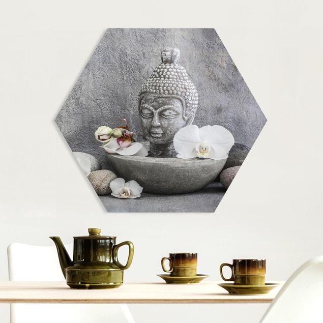 Déco mur cuisine Bouddha Zen, Orchidée et Pierre
