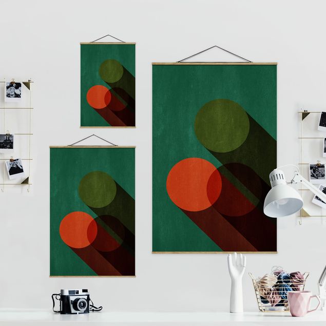 Tableaux muraux Formes abstraites - Cercles en vert et rouge