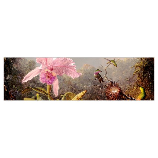 Revêtement mural cuisine Martin Johnson Heade - Orchidée et trois colibris