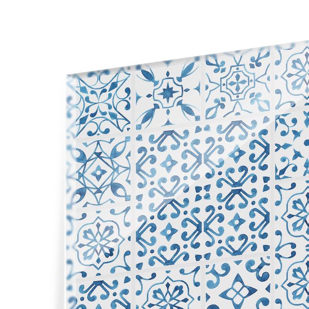 Fond de hotte - Tile pattern Blue White