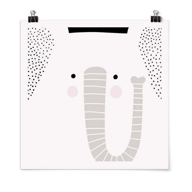 Posters en noir et blanc Zoo à motifs - Éléphant
