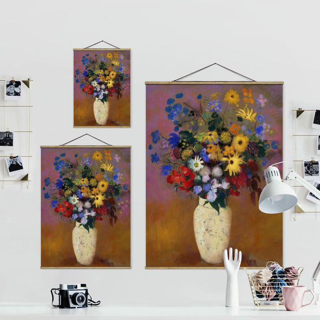 Tableau multicolore Odilon Redon - Vase blanc avec des fleurs