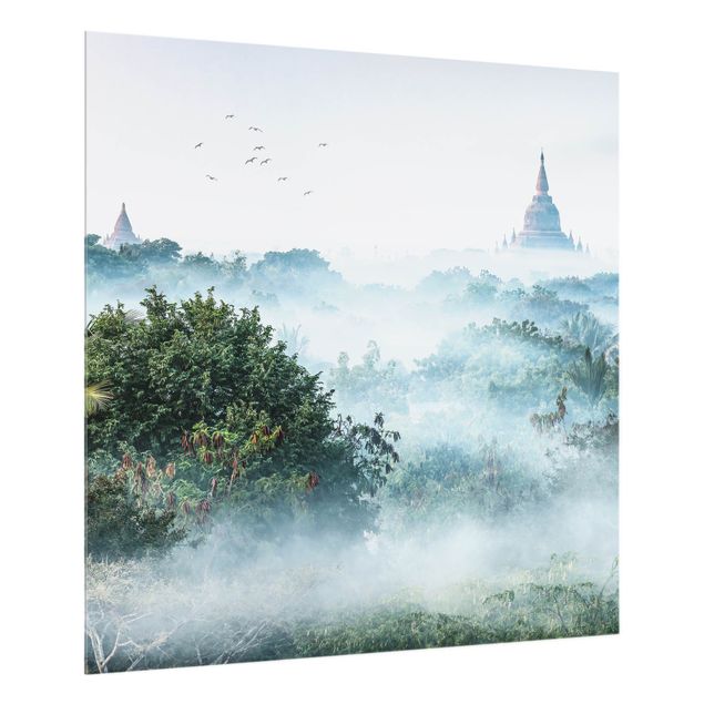 Fonds de hotte - Morning Fog Over The Jungle Of Bagan - Carré 1:1