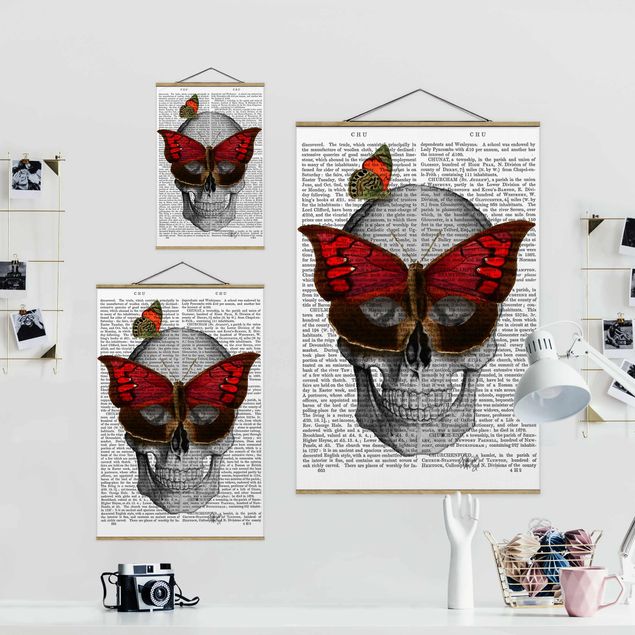 Tableaux rouges Scary Reading - Masque de papillon