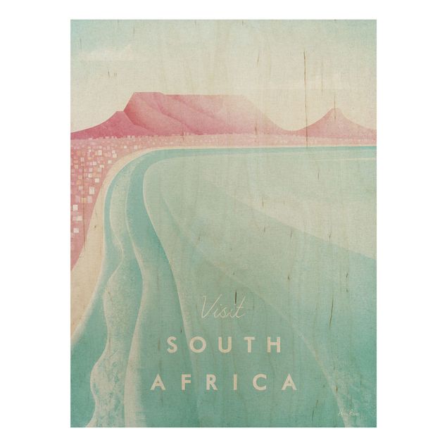 Tableaux en bois avec paysage Poster de voyage - Afrique du Sud