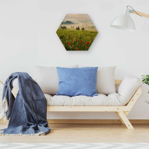 Tableaux en bois avec paysage Printemps toscan