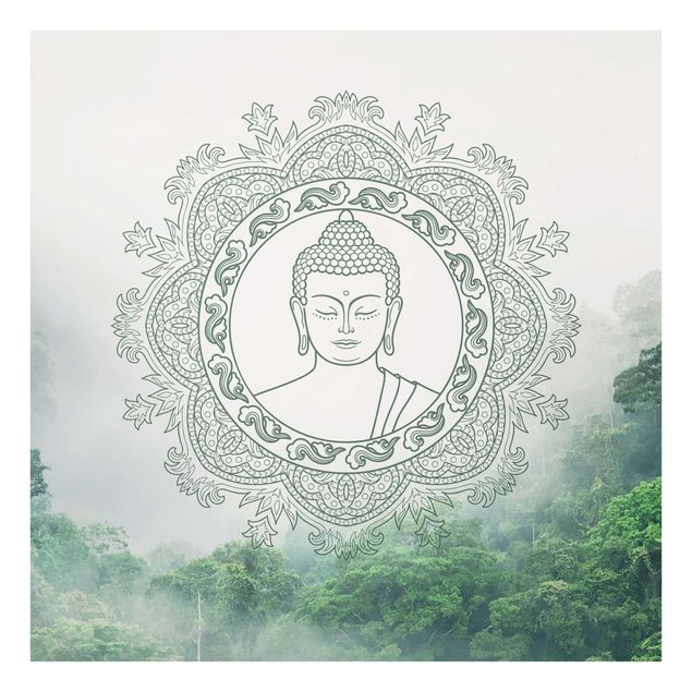 Fonds de hotte - Buddha Mandala In Fog - Carré 1:1