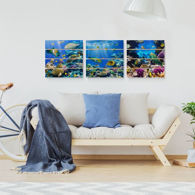 Tableaux en bois avec paysage Trio sous-marin