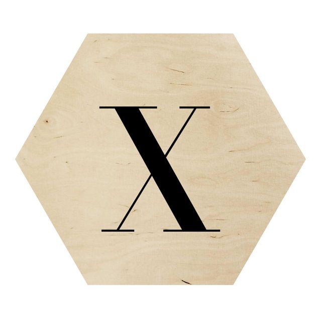 Hexagone en bois - Letter Serif White X
