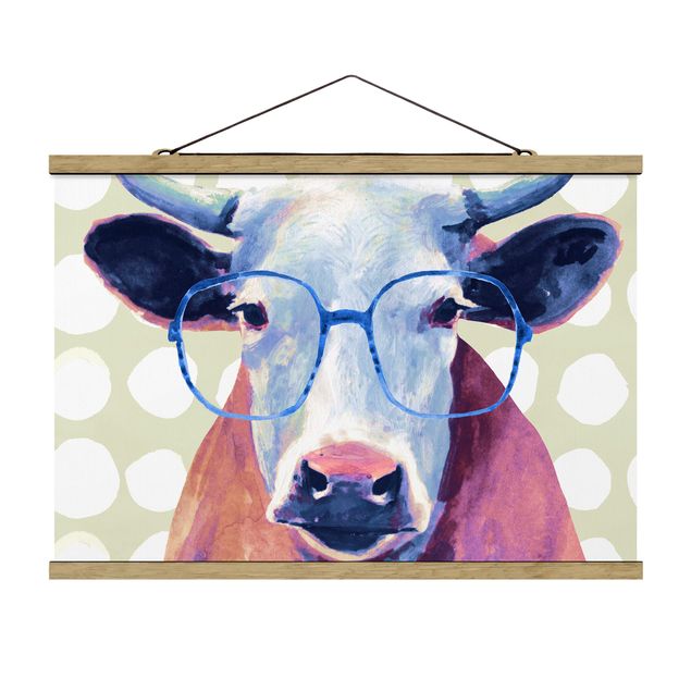 Tableaux lilas Animaux avec lunettes - Vache