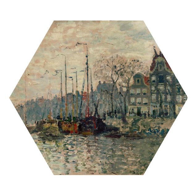Tableaux muraux Claude Monet - Vue du Prins Hendrikkade et du Kromme Waal à Amsterdam