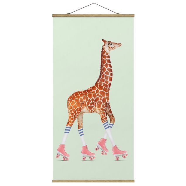 Tableau moderne Girafe avec des patins à roulettes