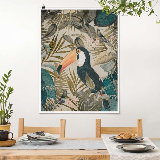 Décorations cuisine Collage vintage - Toucan dans la jungle