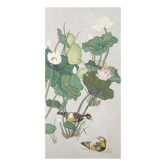 Tableau moderne Illustration vintage De Fleurs De Lotus Dans L'étang
