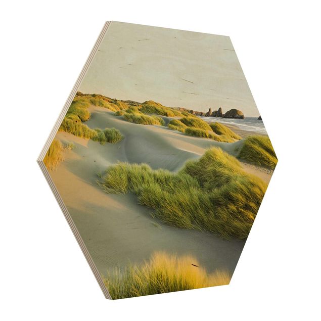 Tableaux en bois avec plage & mer Dunes et herbes à la mer