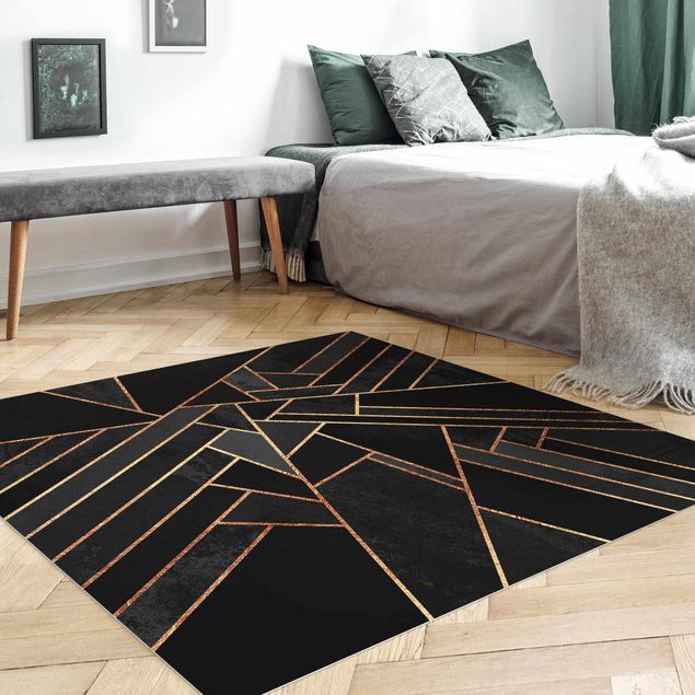 tapis terrasse Triangles Noirs Or