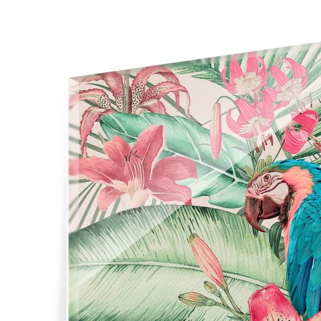 Fonds de hotte - Floral Paradise Tropical Parrot - Carré 1:1