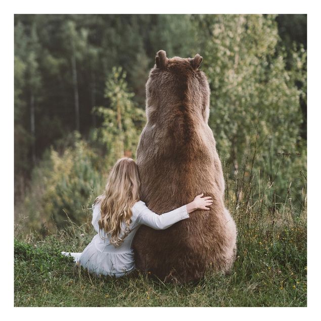 Tableau ours Fille avec un ours brun