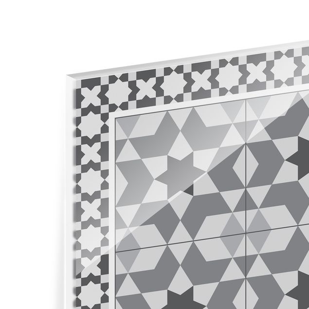 Fonds de hotte - Geometrical Tiles Kaleidoscope grey With Border - Carré 1:1