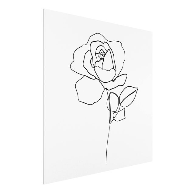 Tableau artistique Line Art Rose Noir et Blanc