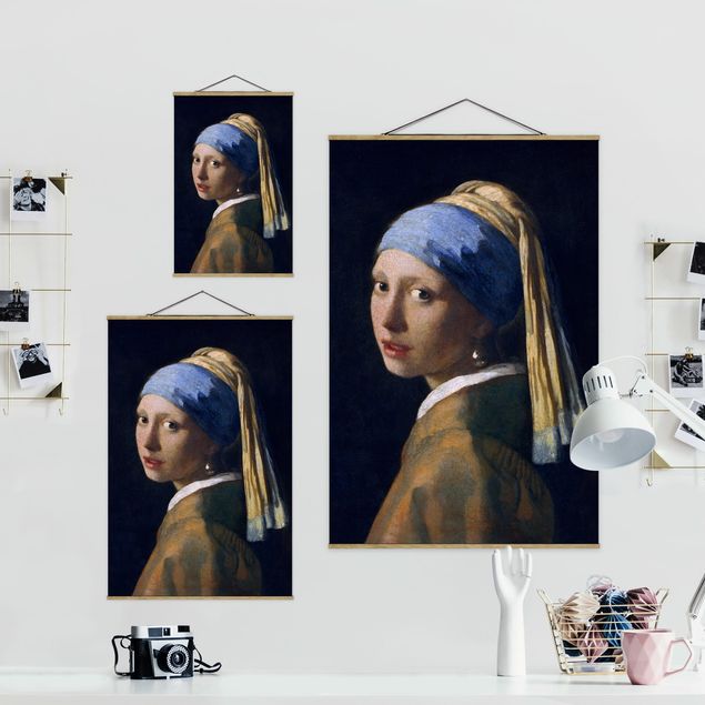 Tableau deco bleu Jan Vermeer Van Delft - Fille avec une boucle d'oreille en perle