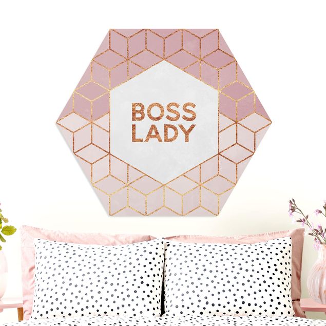 Tableau moderne Boss Lady Hexagones en Rose