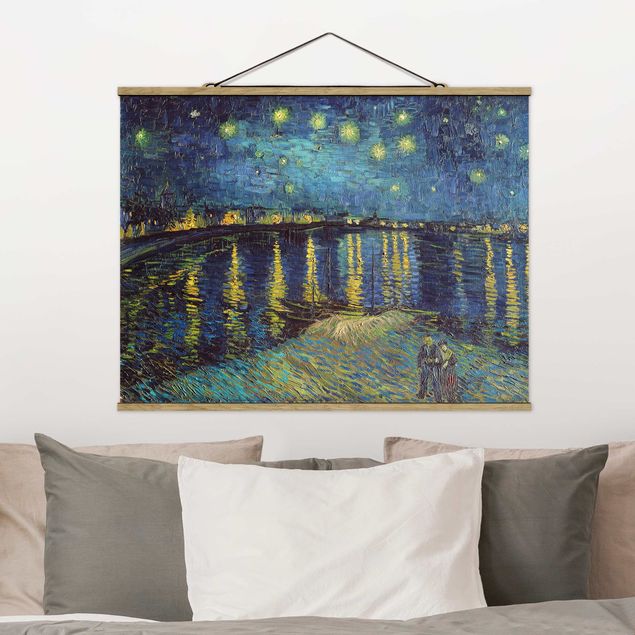 Tableau en tissu avec porte-affiche - Vincent Van Gogh - Starry Night Over The Rhone