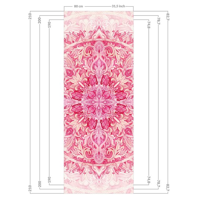 Revêtement mural de douche - Mandala Watercolour Ornament Pattern Pink