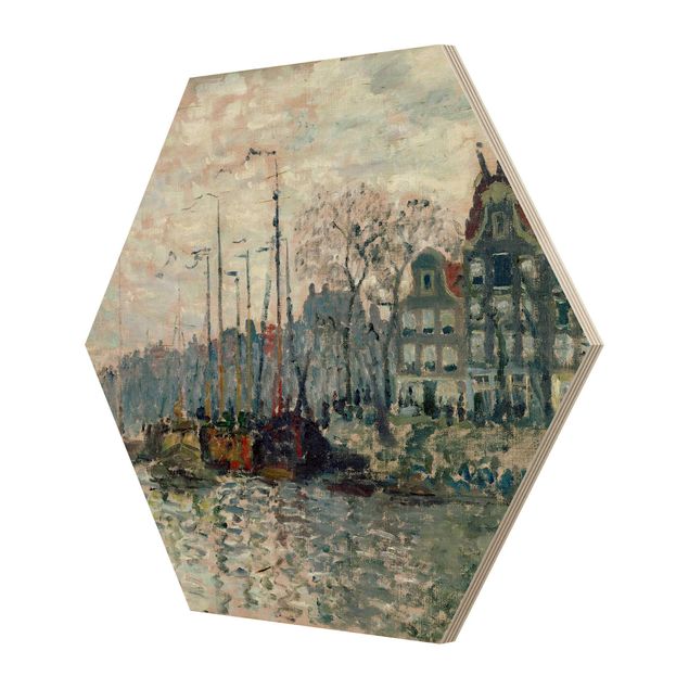 Impression sur bois Claude Monet - Vue du Prins Hendrikkade et du Kromme Waal à Amsterdam