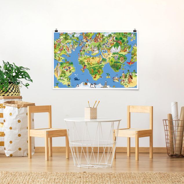 Tableaux moderne Grande et drôle carte du monde